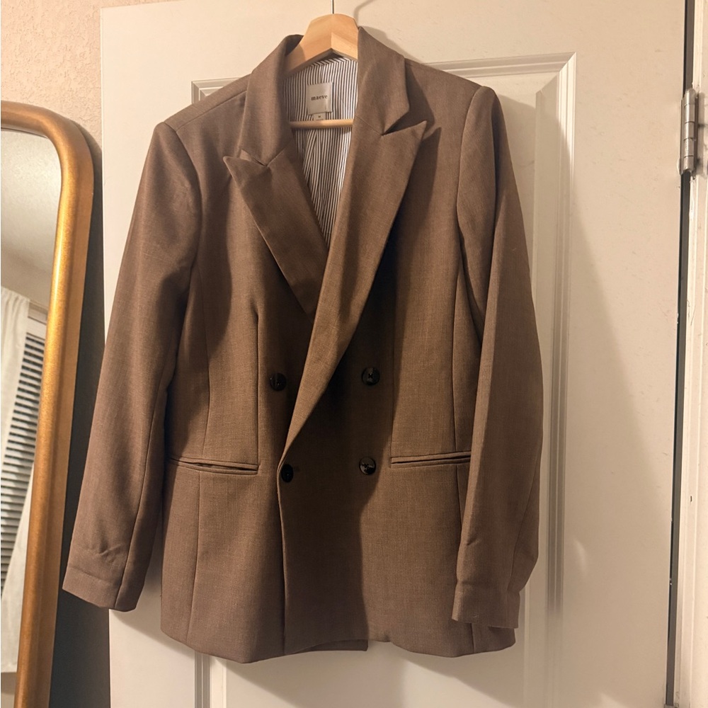 Maeve Tan Blazer with Striped Lining